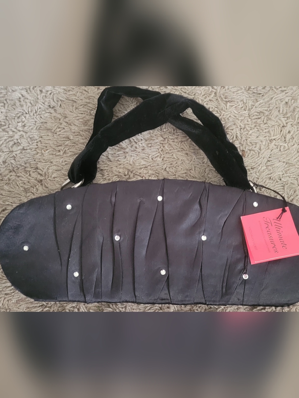 Victoria Secret satin evening hard shell clutch with velvet handles